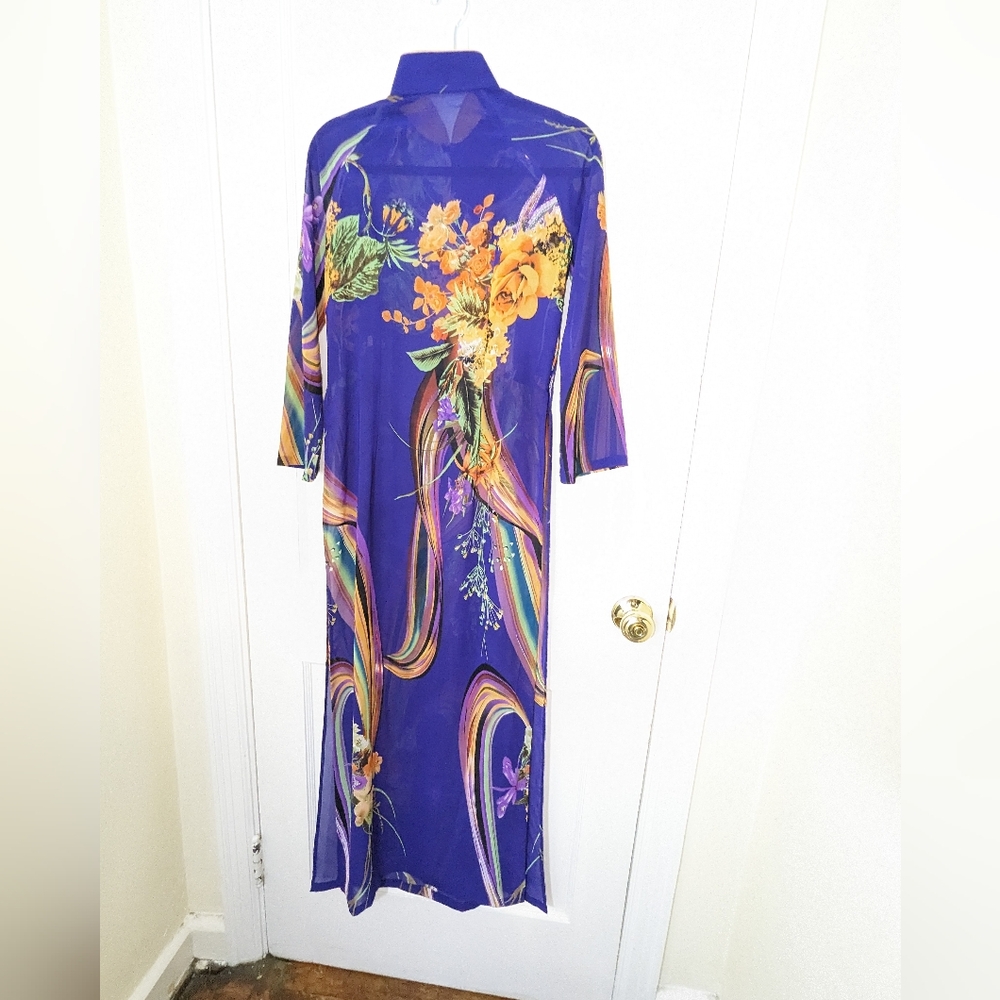 Vintage floral purple cheongsam dress - Picture 4 of 4